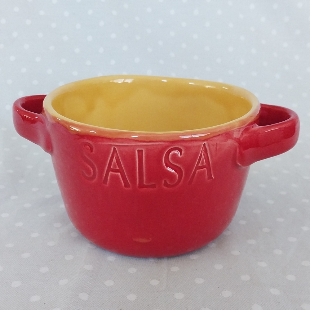 Alfa Red and Yellow Made in Italy Vintage Pottery Salsa Bowl